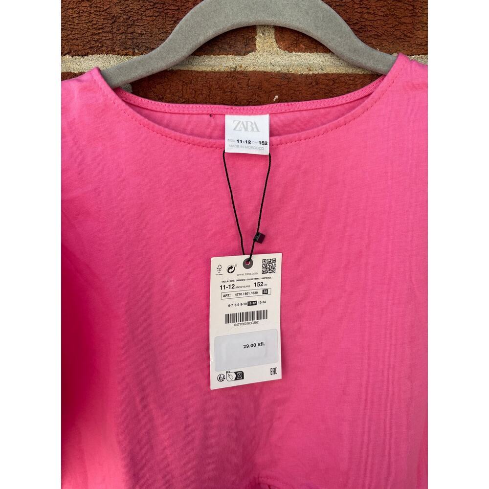 NWT Zara Girls Pink Flutter Sleeve Ruffle Hem Top Size 11-12 Years 152cm - Picture 6 of 8
